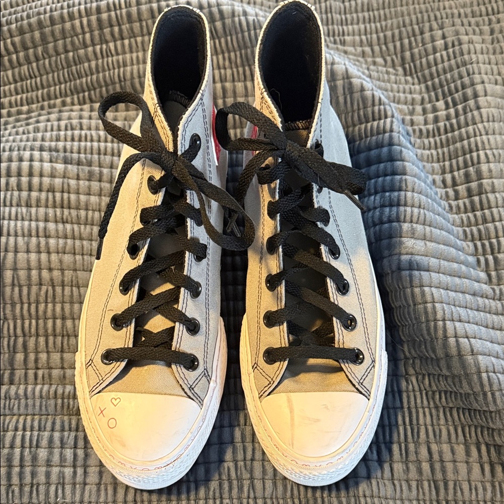 Converse High-Tops with Black Interior and Heart Accents